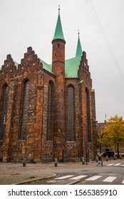 Aarhus, Denmark. Aerial View Of The City With The Aarhus Cathedral