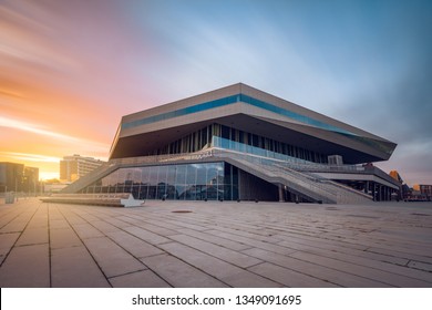 Aarhus, Denmark - October 20 2018: Dokk 1 In A Beautiful Sunset