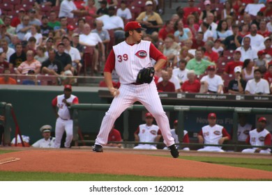 Aaron Harang Pitching At A Baseball Game