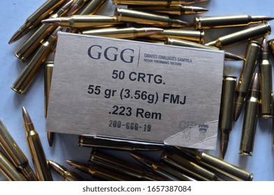 AB Giraitės Ginkluotės Gamykla (GGG) Production. Ammunition .223 Remington Caliber. February 27, 2020, Kiev, Ukraine