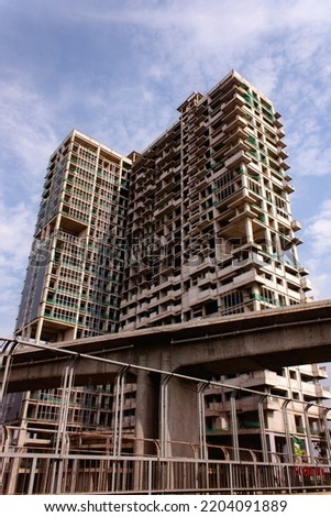 abandoned apartment building and unfinished 