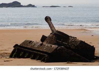 Abandoned Army Tank M18 Hellcat On Oucuo Beach In Kinmen Island