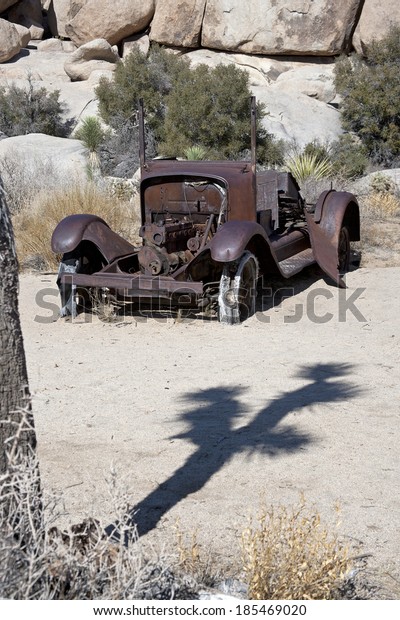 Abandoned auto in\
Joshua Tree National\
Park