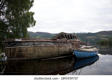 Abandoned boat on a Scottish Loch 