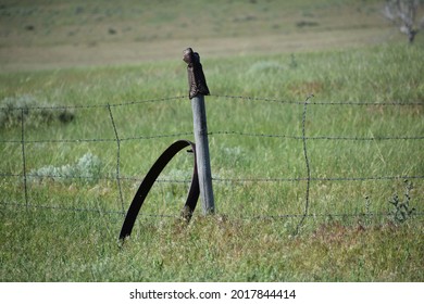 Abandoned Boot On Top Of A Fence Post