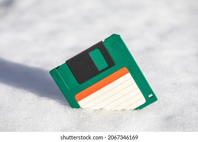 Abandoned broken floppy disk display