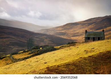 Abandoned Building On A Hillside In Glen Quaich In Highland Perthshire