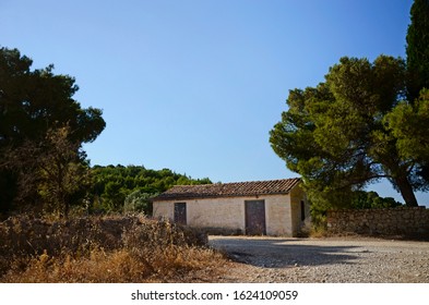 Abandoned building in a park, Spetses, Greece 