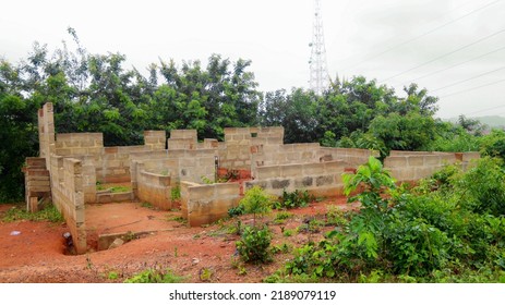 Abandoned Building Site. Building Foundation