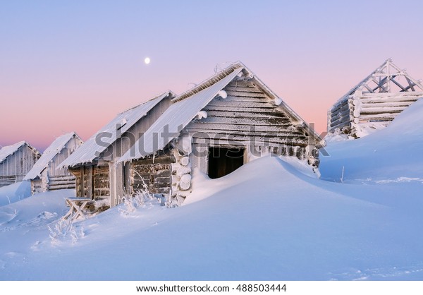 Abandoned Cabins Snow Drift Winter Theme Stock Photo Edit Now