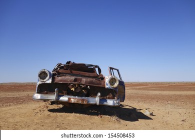 Abandoned Car In Australian Desert.