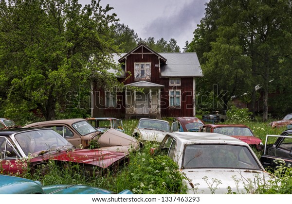 Abandoned car graveyard - Sweden\
