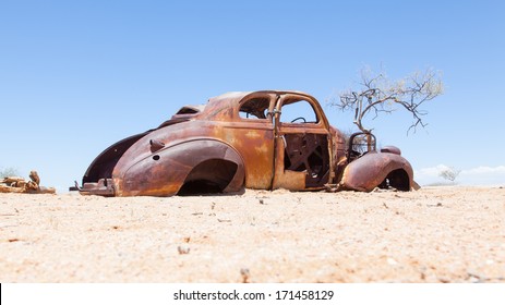 Abandoned Car In The Namib Desert, Namibia