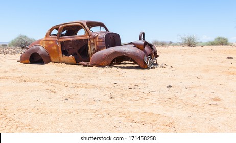 Abandoned Car In The Namib Desert, Namibia