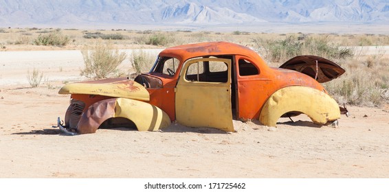 Abandoned Car In The Namib Desert, Namibia