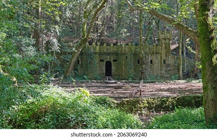 Abandoned castle in the enchanted forest of Aldan, Spain, Galicia, Pontevedra province
