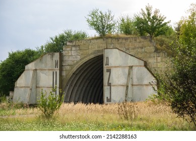 Abandoned Cold War Soviet Era Concealed Military Aircraft Hangar, Milovice, Czech Republic (Translation Of Text: ID 43)