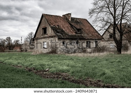 Abandoned depopulated town and houses in Poland in the village of Żukowice. Contaminated area near the Głogów Copper Smelter
