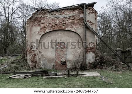 Abandoned depopulated town and houses in Poland in the village of Rapocin. Contaminated area near the Głogów Copper Smelter