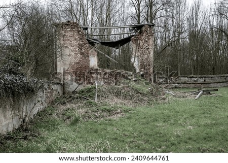 Abandoned depopulated town and houses in Poland in the village of Rapocin. Contaminated area near the Głogów Copper Smelter