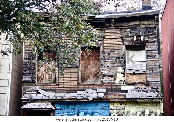 Abandoned Derelict Decrepit Buildings Brooklyn Posses Stock Photo ...