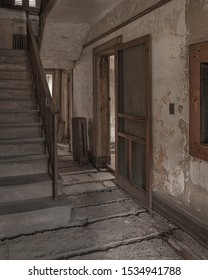 The Abandoned Ellis Island Immigrant Hospital Hallways. It Was The United States First Public Health Hospital, Opened In 1902 And Closed In 1957.