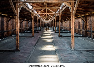 Abandoned empty barracks. Concentration camp