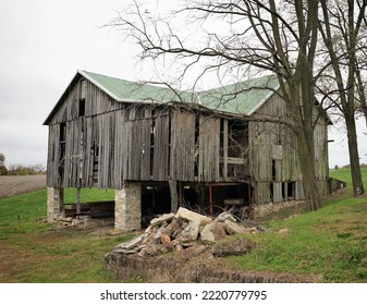 Abandoned Farm Barn On A Country Road