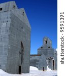 Abandoned grain elevators mark the countryside in Camas County Idaho