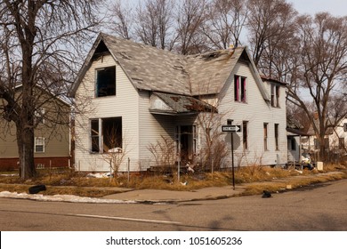 Abandoned Home In Detroit, Michigan. This Is A Deserted Building In A Bad Part Of Town.