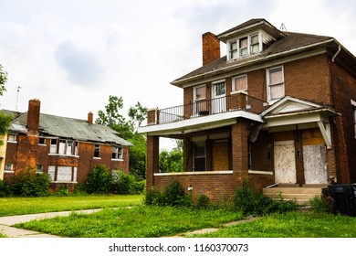 Abandoned Home In Detroit, Michigan. This Is A Deserted Building In A Bad Part Of Town.