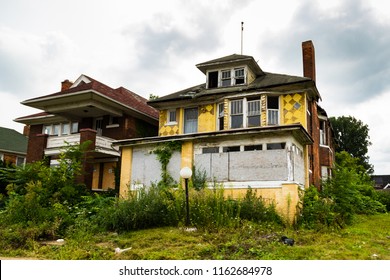 Abandoned Home In Detroit, Michigan. This Is A Deserted Building In A Bad Part Of Town.