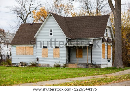 Abandoned Home in Detroit, Michigan. This is a deserted building in a bad part of town.