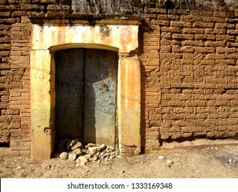 Abandoned House Made With Adobe Bricks In Rural Mexico