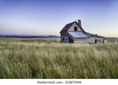 Abandoned House On South Dakota Landscape.