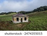 Abandoned House in a Paddock on a Hillside