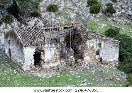 An abandoned house as seen from the King's Little Pathway near Malaga, Spain