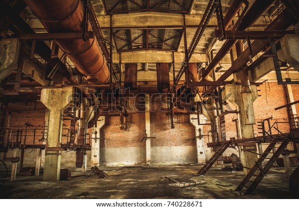 Abandoned Industrial Creepy Warehouse Inside Old Stock Photo 740228671 ...