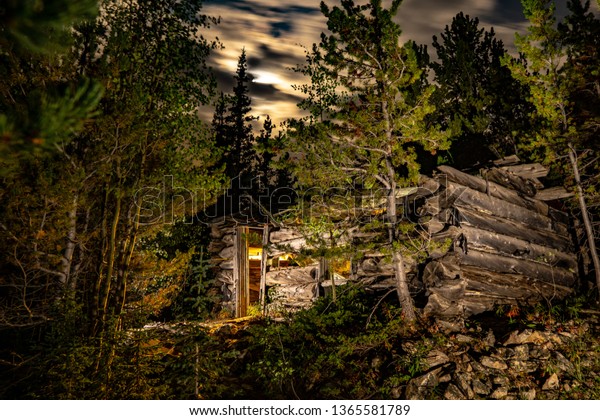 Abandoned Miners Log Cabin Ruin Night Stock Photo Edit Now