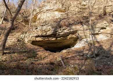 Abandoned mines at Pecumsaugan Creek and The Blackball Mines Nature Preserve in North Utica, Illinois. - Shutterstock ID 2242182913