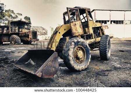 Abandoned mining huge industrial truck, in Spain