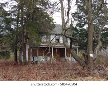 Abandoned And Neglected House In The Woods. 