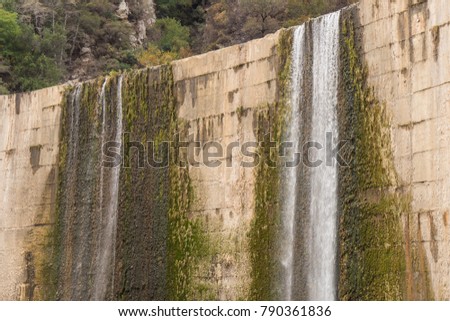 Abandoned and obsolete Matilija dam and outbuildings in Ojai, California