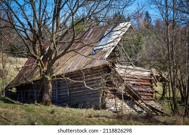 Abandoned old 19th-century log house in Slovakia - Shutterstock ID 2118826298