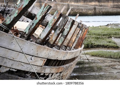 Abandoned Old Boat Hull In The Port