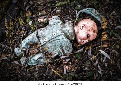 Abandoned Old Broken Baby Doll Rots In Scary Forest