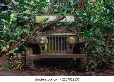 Abandoned old military SUV in the jungle - Powered by Shutterstock