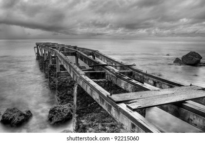 Abandoned old pier shot in black and white - Powered by Shutterstock