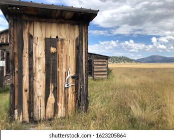 Abandoned Outhouse  And Cabin In Valles Caldera