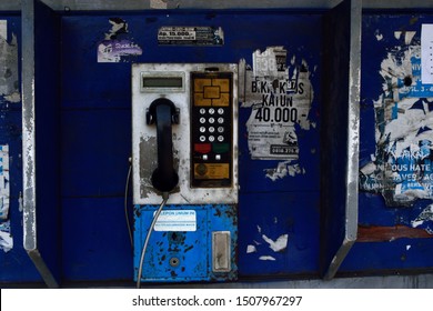 Abandoned Payphone Booths. Purwokerto / Indonesia - 13 September 2019